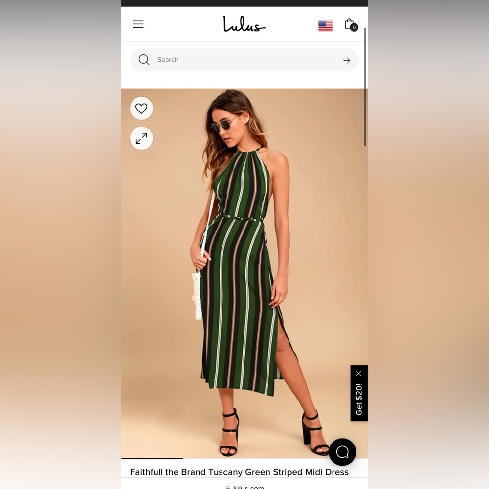 Lulu’s Faithfull the brand Tuscany Green striped midi dress